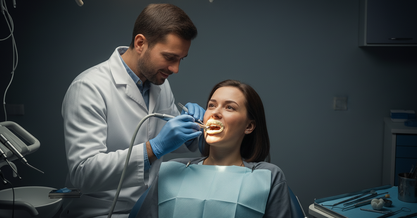Image displaying a professional dentist and a satisfied patient, highlighting the dentist's role in root canal therapy safety