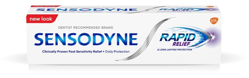 Image displaying the Sensodyne Rapid Relief toothpaste, one of the dentist-recommended toothpastes 2025.