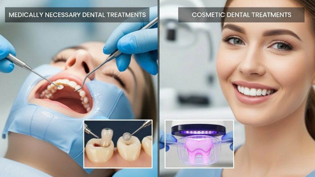 Visualizing if Does Insurance Cover Teeth Whitening? by comparing medically necessary dental work to cosmetic whitening treatments.