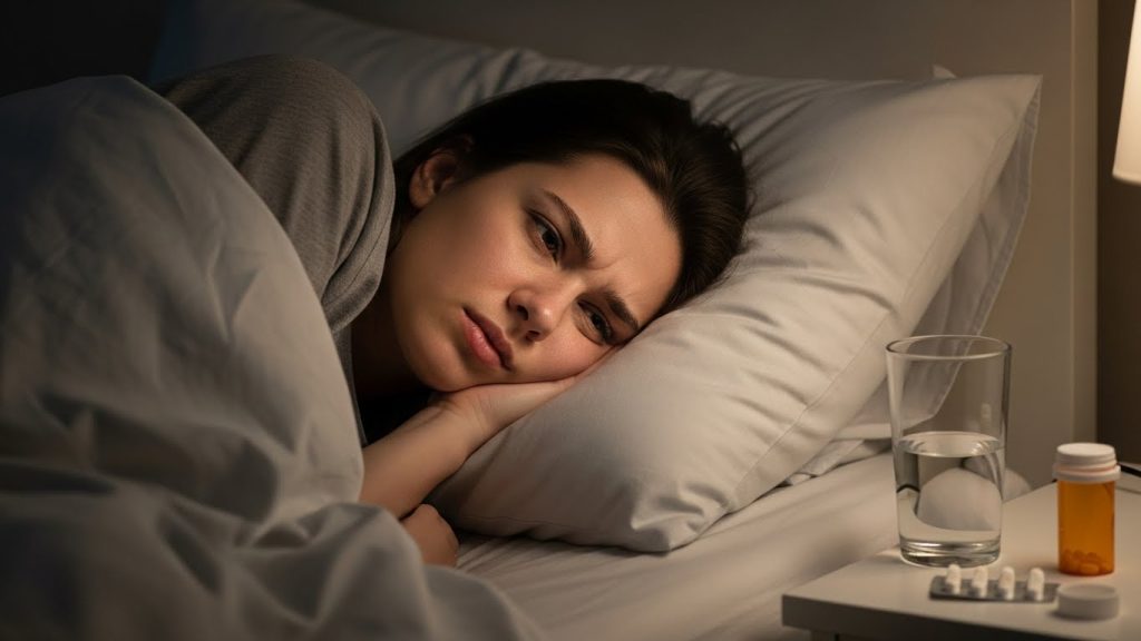 Woman feeling more relieved after sleeping on the toothache's opposite side with an elevated position.