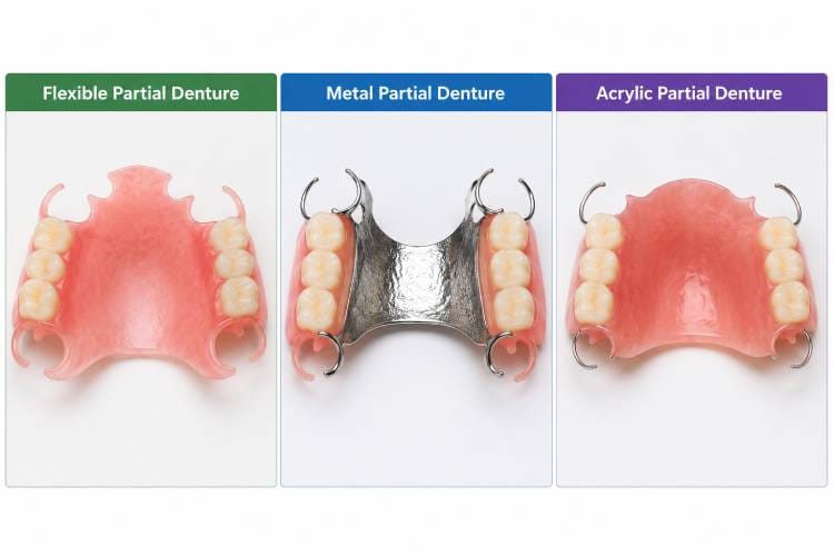 Flexible partial dentures for upper teeth