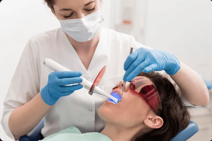 Teeth whitening services remove stains from teeth for a brighter smile.